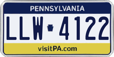 PA license plate LLW4122