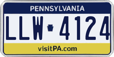 PA license plate LLW4124