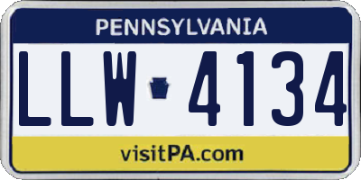 PA license plate LLW4134