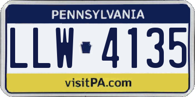PA license plate LLW4135