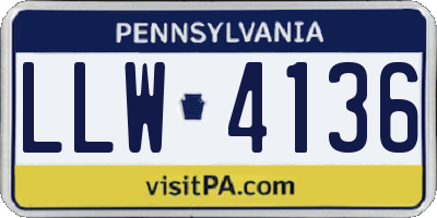 PA license plate LLW4136