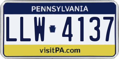 PA license plate LLW4137