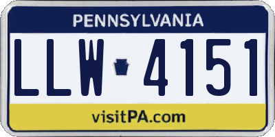 PA license plate LLW4151