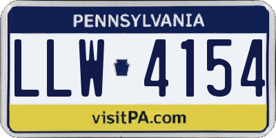 PA license plate LLW4154