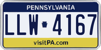PA license plate LLW4167