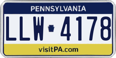 PA license plate LLW4178