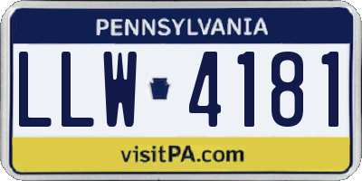 PA license plate LLW4181
