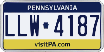 PA license plate LLW4187