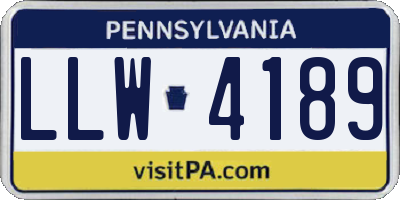 PA license plate LLW4189