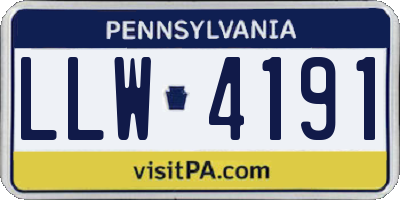 PA license plate LLW4191