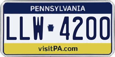 PA license plate LLW4200