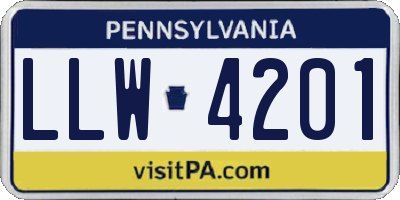 PA license plate LLW4201