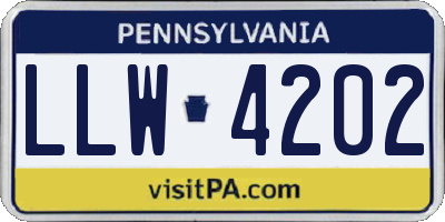 PA license plate LLW4202