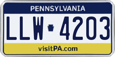 PA license plate LLW4203