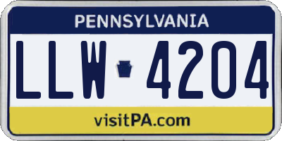 PA license plate LLW4204