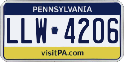PA license plate LLW4206