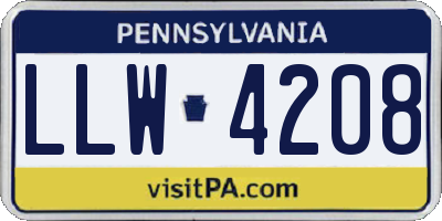 PA license plate LLW4208
