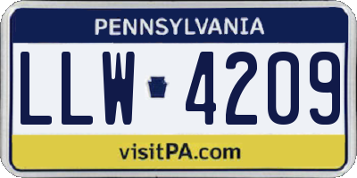 PA license plate LLW4209