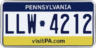 PA license plate LLW4212
