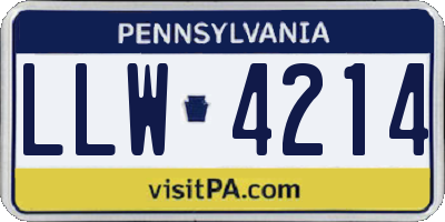 PA license plate LLW4214