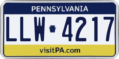 PA license plate LLW4217