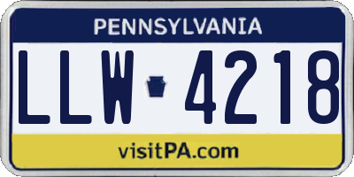 PA license plate LLW4218