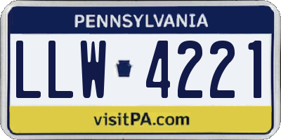 PA license plate LLW4221