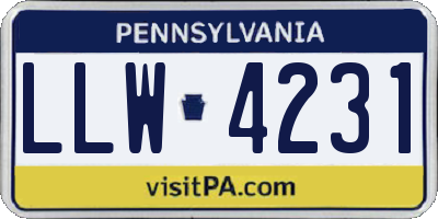 PA license plate LLW4231