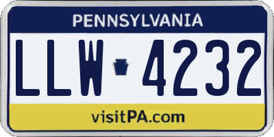 PA license plate LLW4232