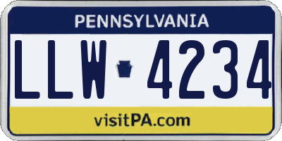 PA license plate LLW4234