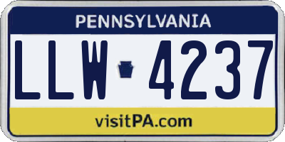 PA license plate LLW4237