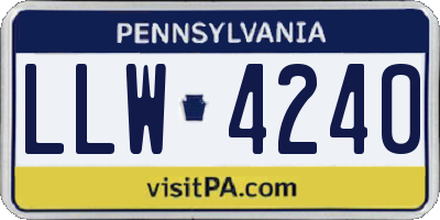 PA license plate LLW4240