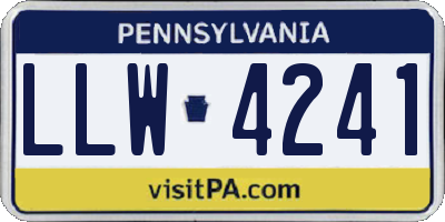 PA license plate LLW4241