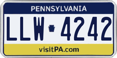 PA license plate LLW4242