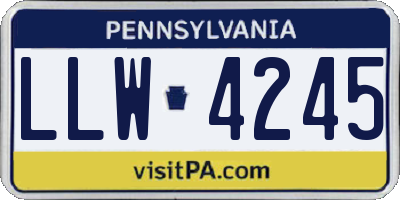 PA license plate LLW4245