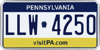 PA license plate LLW4250