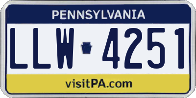 PA license plate LLW4251