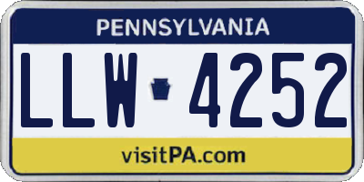 PA license plate LLW4252