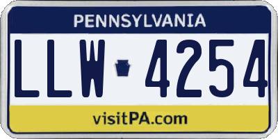 PA license plate LLW4254