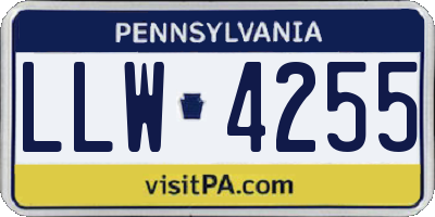 PA license plate LLW4255