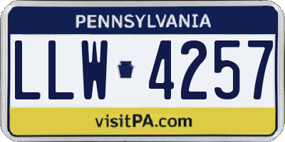 PA license plate LLW4257