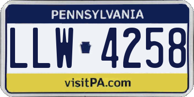 PA license plate LLW4258