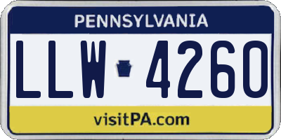 PA license plate LLW4260