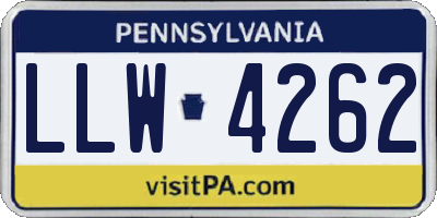 PA license plate LLW4262