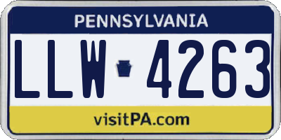 PA license plate LLW4263