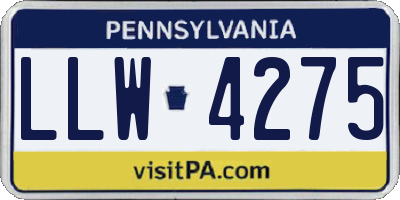 PA license plate LLW4275