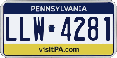 PA license plate LLW4281