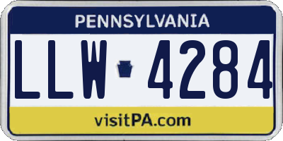 PA license plate LLW4284