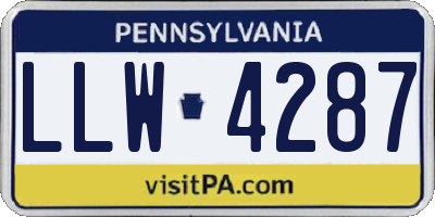 PA license plate LLW4287