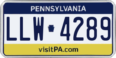 PA license plate LLW4289